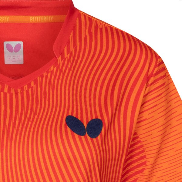 Butterfly Kariya Lady Shirt - Red - Front - Close-Up